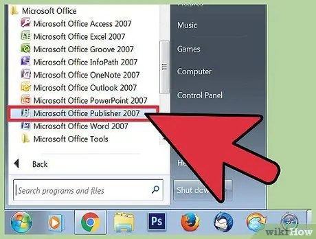 Použijte krok 1 aplikace Microsoft Publisher