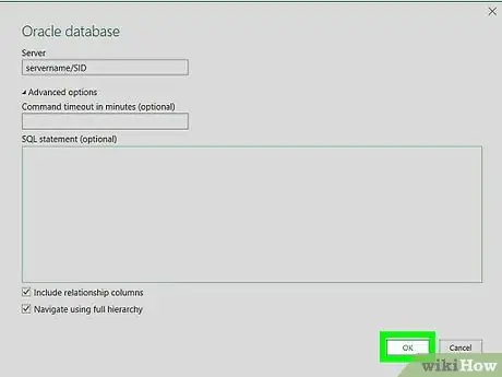 Sambungkan Excel ke Pangkalan Data Oracle Langkah 8