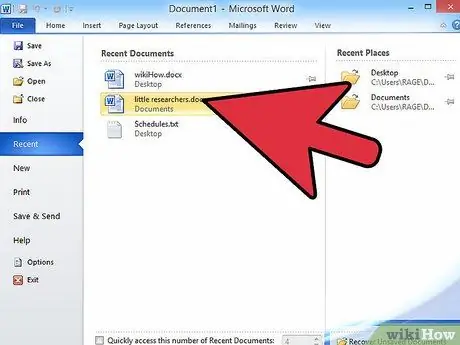 Réparer un document Word Étape 2