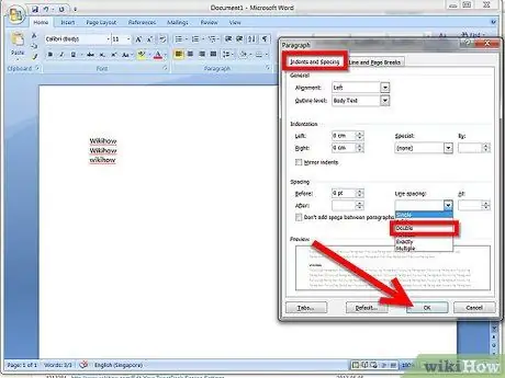 Double Space in Word 2007 Step 3