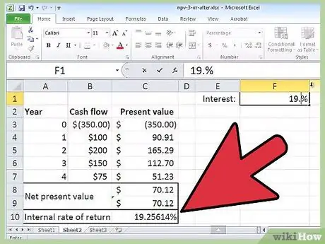 احسب Irr على Excel الخطوة 10