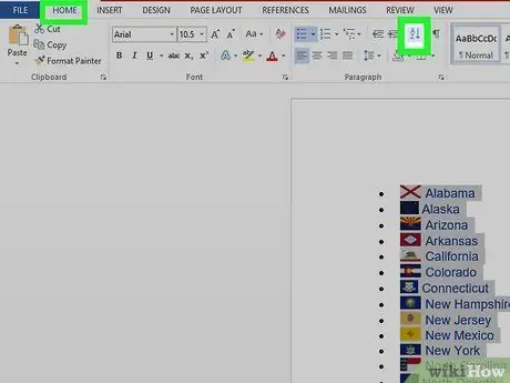 الترتيب الأبجدي في Microsoft Word الخطوة 3