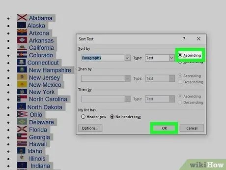 Alphabetize in Microsoft Word Step 4