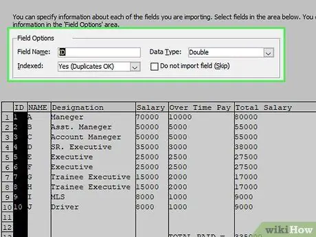 Vytvorte databázu z tabuľky programu Excel, krok 17