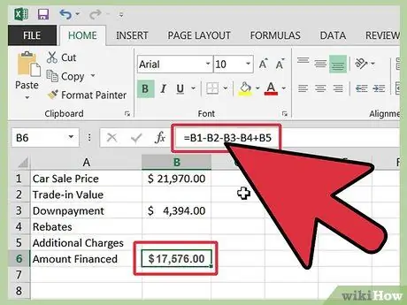 Calculer un prêt auto dans Excel Étape 5