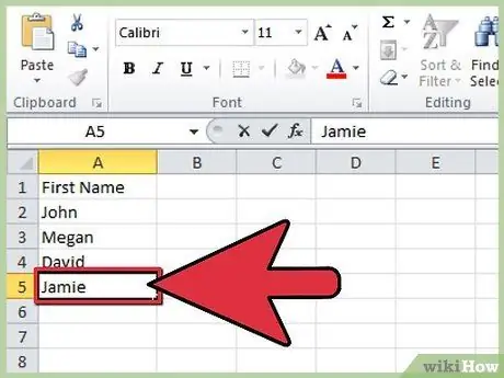 ترتيب الخلايا أبجديًا في Excel الخطوة 1