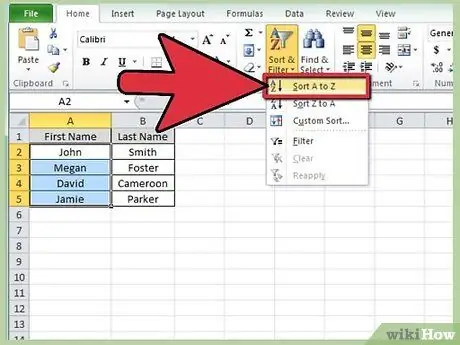 ترتيب الخلايا أبجديًا في Excel الخطوة 3