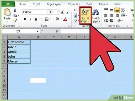 Excel Adım 7'de Hücreleri Alfabeye Ayırın