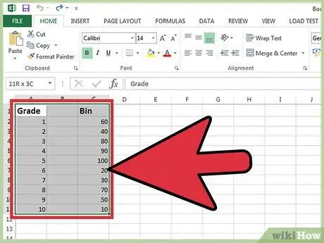 Ispišite dio Excel proračunske tablice 2. korak