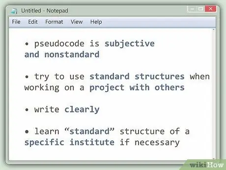 Écrire le pseudocode Étape 3