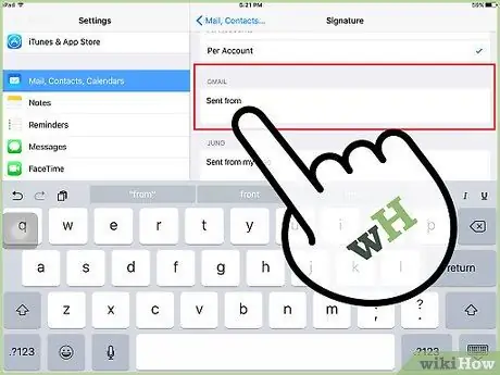 Zmeňte podpis e -mailu na zariadení iPad, krok 5