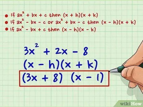 Második faktorú polinomok (másodfokú egyenletek) 8. lépés