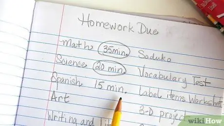 Plan a Homework Schedule Step 2