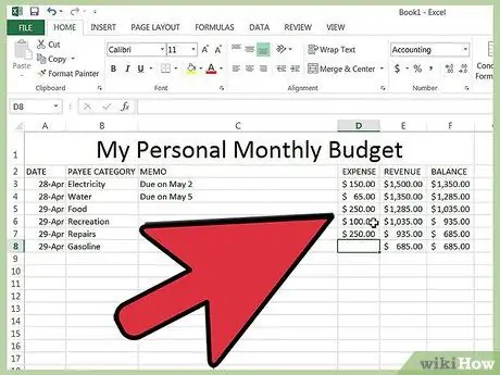 Fuatilia Bili zako katika Microsoft Excel Hatua ya 12