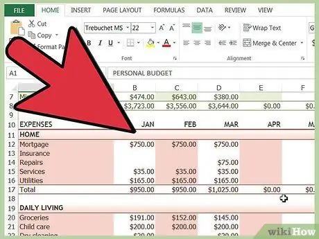 Track your Bills in Microsoft Excel Step 3