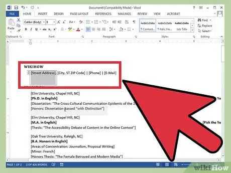 Sukurkite gyvenimo aprašymą „Microsoft Word“11 veiksme