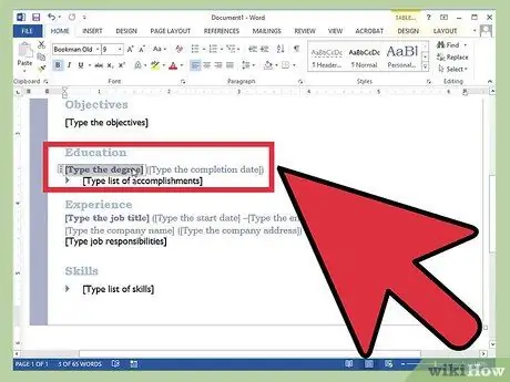 Создание резюме в Microsoft Word Шаг 13