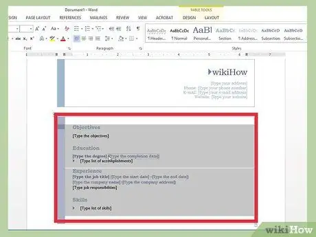 Creați un CV în Microsoft Word Pasul 6
