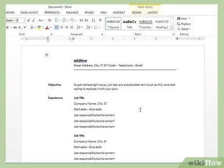 ایجاد رزومه در Microsoft Word مرحله 7