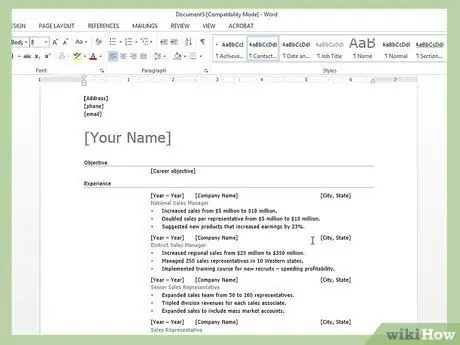 ایجاد رزومه در Microsoft Word مرحله 9