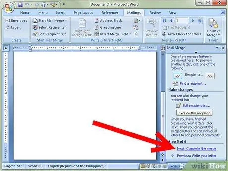 Afdruk samenvoegen in Microsoft Word Stap 6