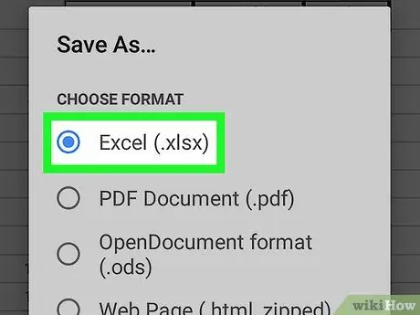 Shranite dokument. Xlsx v Google Preglednice v sistemu Android Korak 6