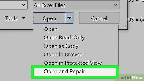 Etapa 7 para recuperar um arquivo corrompido do Excel