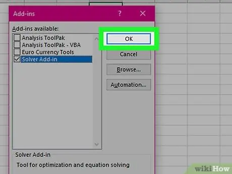 Użyj dodatku Solver w programie Microsoft Excel Krok 7