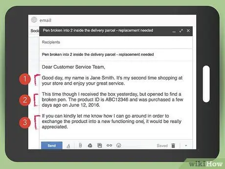 Skriv en e -mail til kundeservice Trin 13