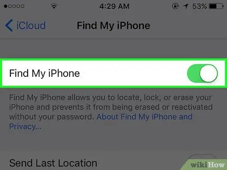 Zapnite krok 5 Nájdi môj iPhone