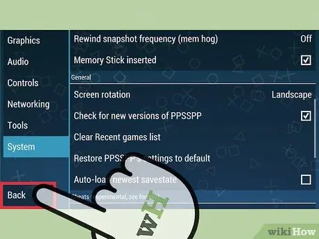 Restaurar la configuración predeterminada en un PPSSPP Paso 7