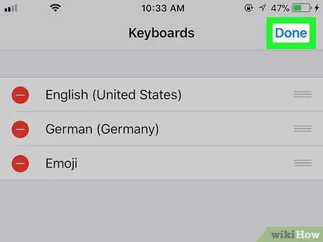 Deaktiver et tastatur på iPhone eller iPad Trinn 8