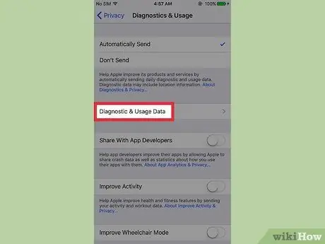 Vegeu les vostres dades de diagnòstic i ús en un iPhone Pas 4