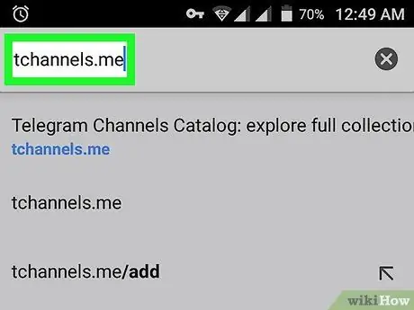 Únase a un canal de Telegram en Android Paso 1