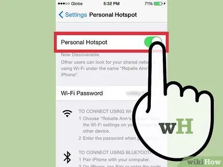Sdílejte své internetové připojení iPhone s počítačem Krok 1