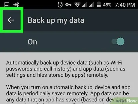 Backup de dados de aplicativos no Android, etapa 5