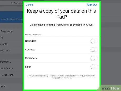 Keluar dari iCloud pada iPhone atau iPad Langkah 6