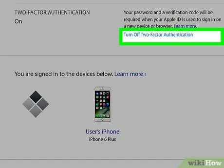 Krok 8: Vypněte dvoufaktorové ověřování na iPhonu