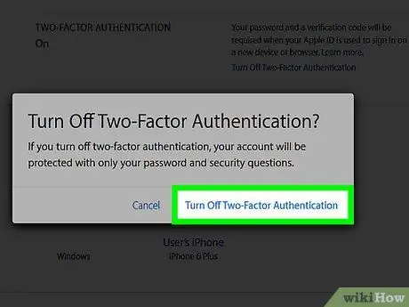 Dezactivați autentificarea cu doi factori pe un iPhone Pasul 9