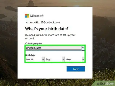 Microsoft konta izveide 12. darbība