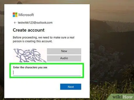 Etapa 6 para criar uma conta da Microsoft