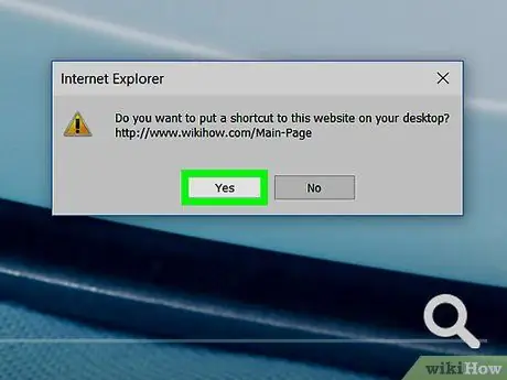 Internet Explorer ilə masaüstünüzdə bir veb saytına qısa yol yaradın 5 -ci addım