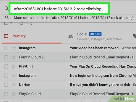 Ieškokite pagal datą „Gmail“6 veiksme