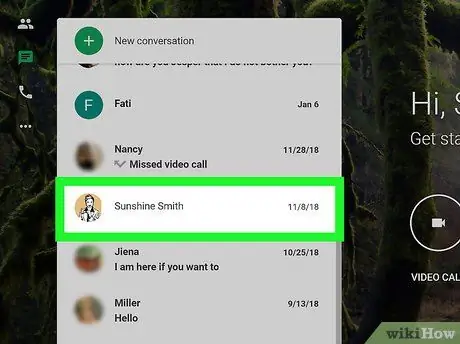 Ziņojuma dzēšana pakalpojumā Google Hangouts 8. darbība