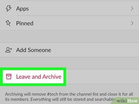 Leave a Channel on Slack Step 15