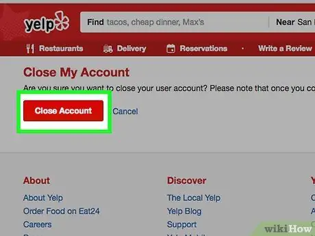 Zatvorite Yelp račun Korak 8