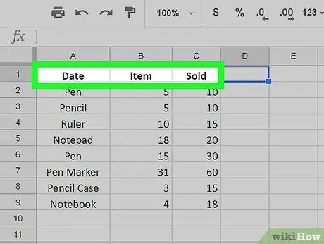 Компьютерде немесе Mac жүйесінде Google Sheets -те тақырыптар жасаңыз 4 -қадам