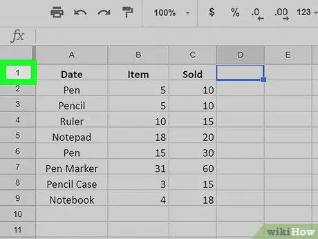 Lav en overskrift på Google Sheets på pc eller Mac Trin 5