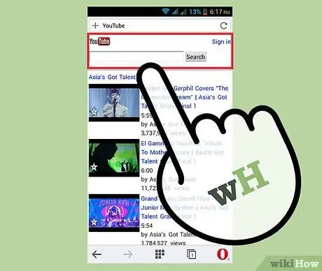 YouTube'дан Videos жүктөө Opera Mini веб браузери аркылуу (мобилдик) 2 -кадам