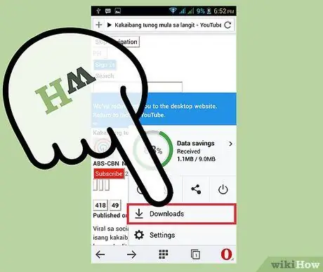 YouTube'дан Videos жүктөө Opera Mini веб браузери аркылуу (мобилдик) 20 -кадам